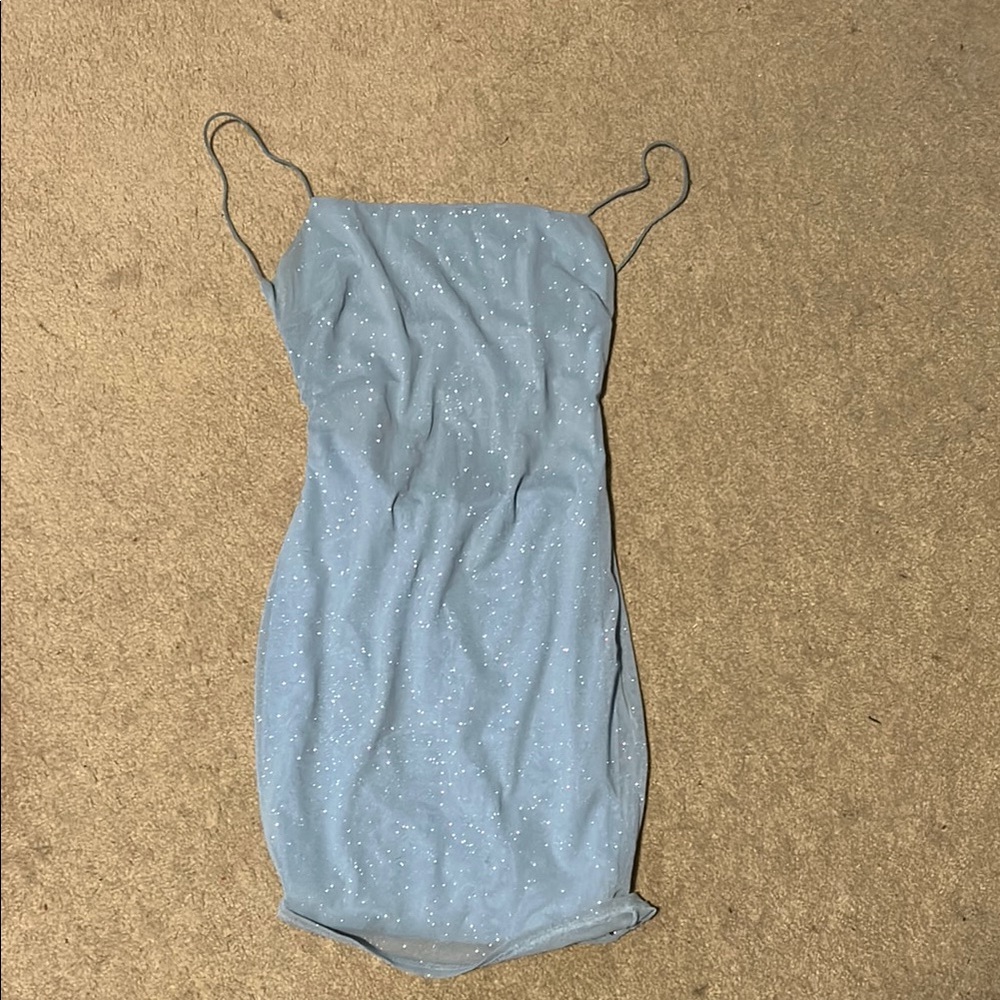 Sparkling Blue Spaghetti Strap Dress